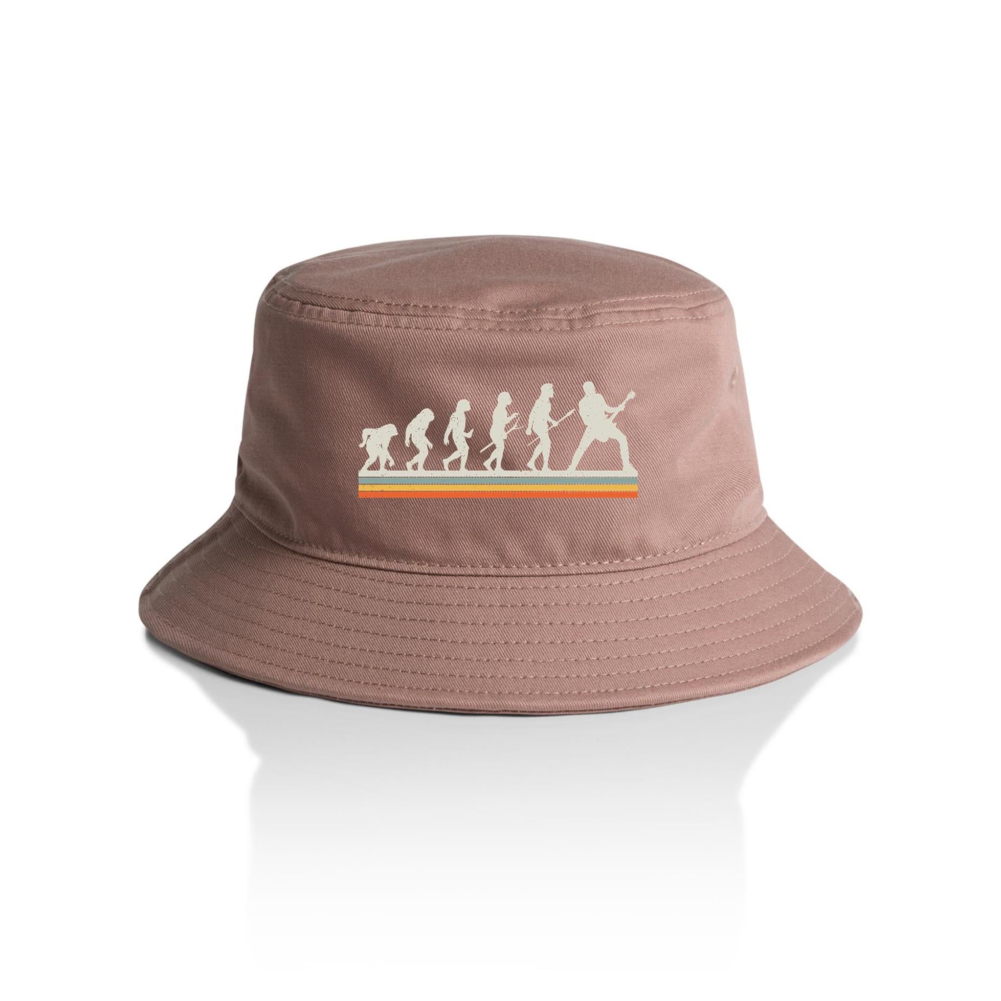Guitarist Evolution - AS Colour Bucket Hat Hazy Pink One Size As Colour Bucket Hat Music Printed In Australia