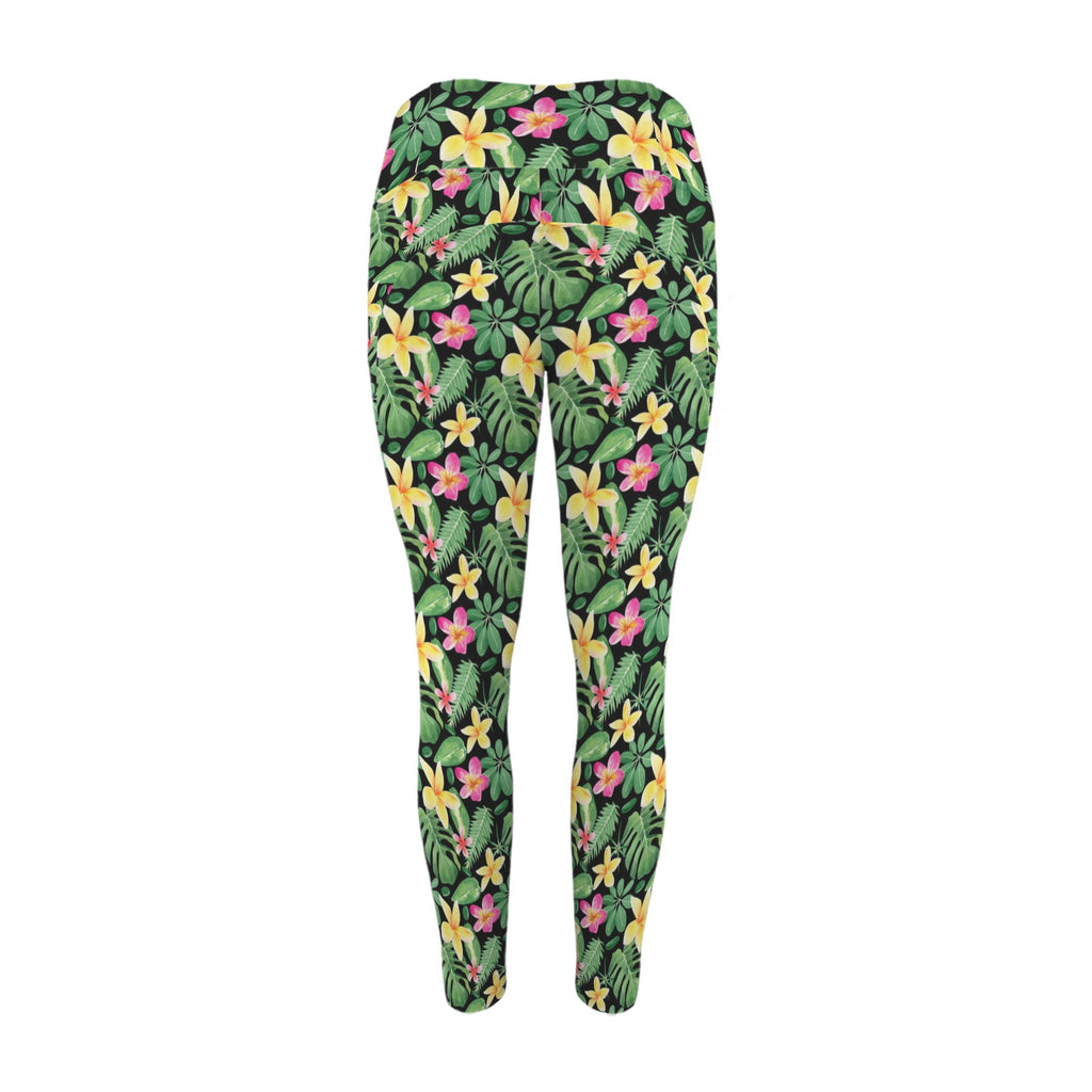 Frangipani - Women's High Waist Pockets Yoga Leggings