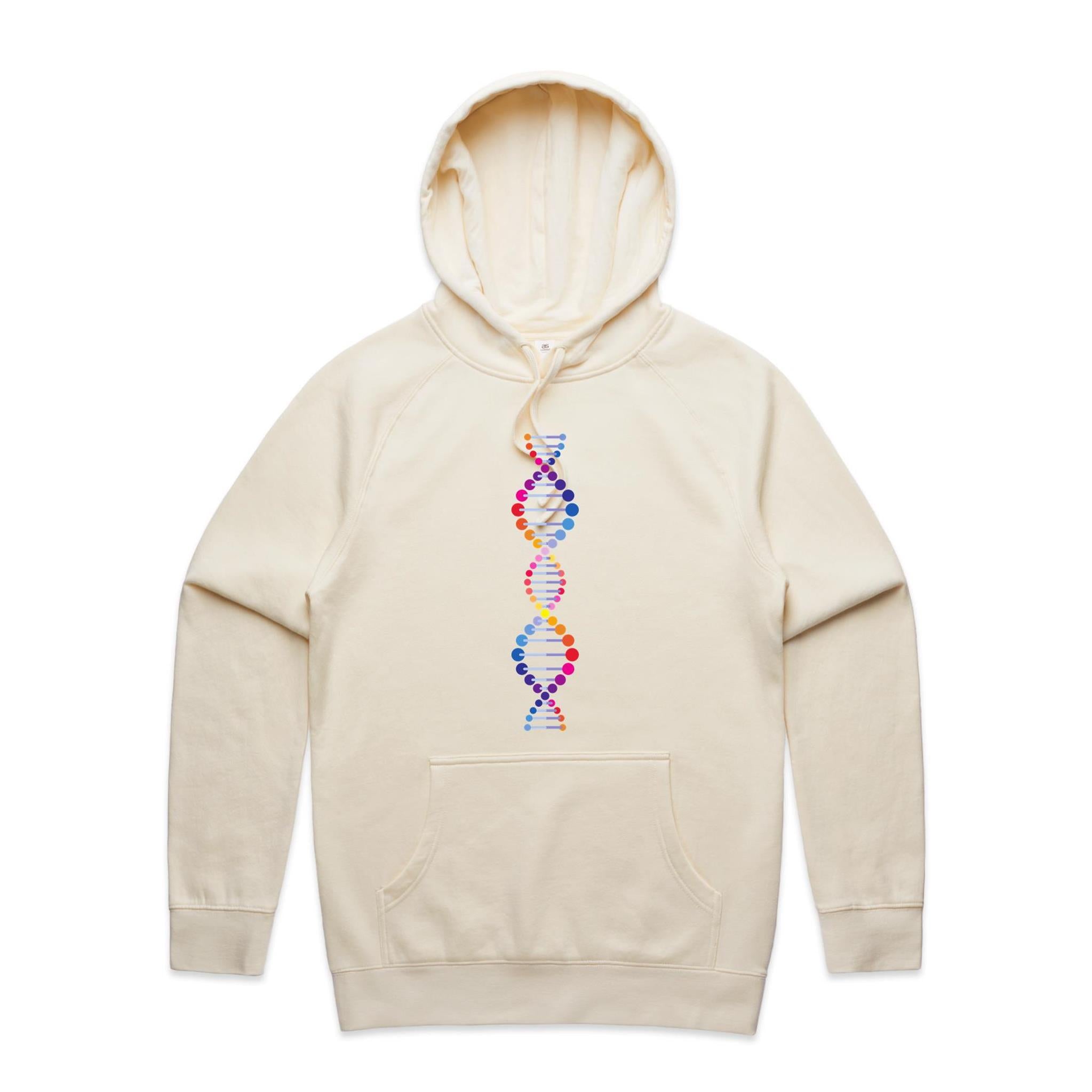 DNA - Mens Hoodie Ecru Mens Hoodie Printed In Australia Science