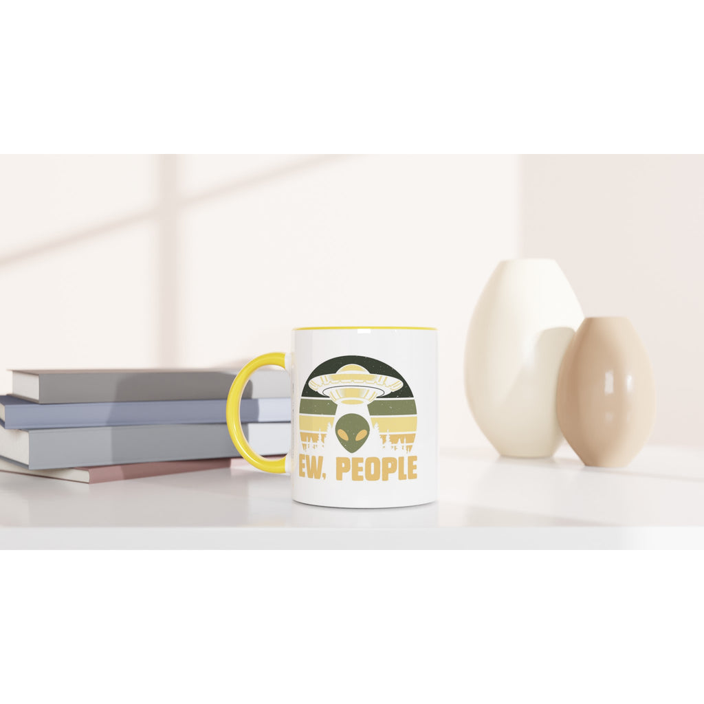 Alien Ew, People - White 11oz Ceramic Mug with Colour Inside Colour 11oz Mug Globally Fulfilled Sci Fi