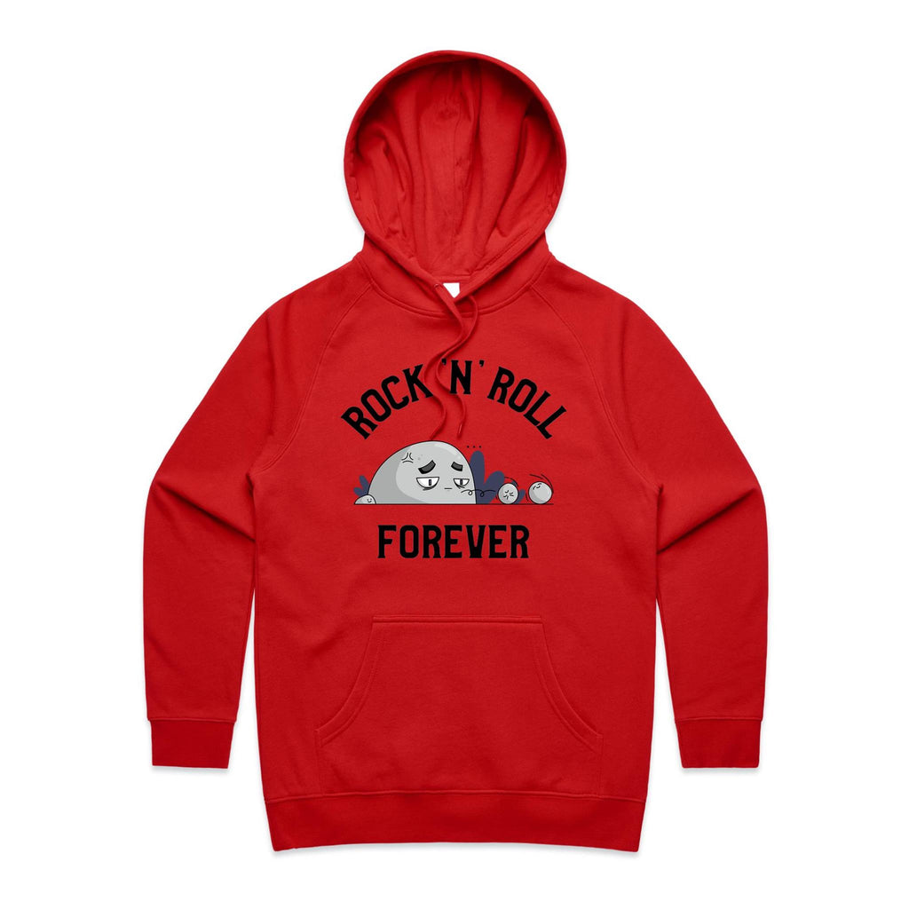 Rock And Roll Forever - Womens Hoodie Red Womens 2XL Womens Hoodie Music Printed In Australia