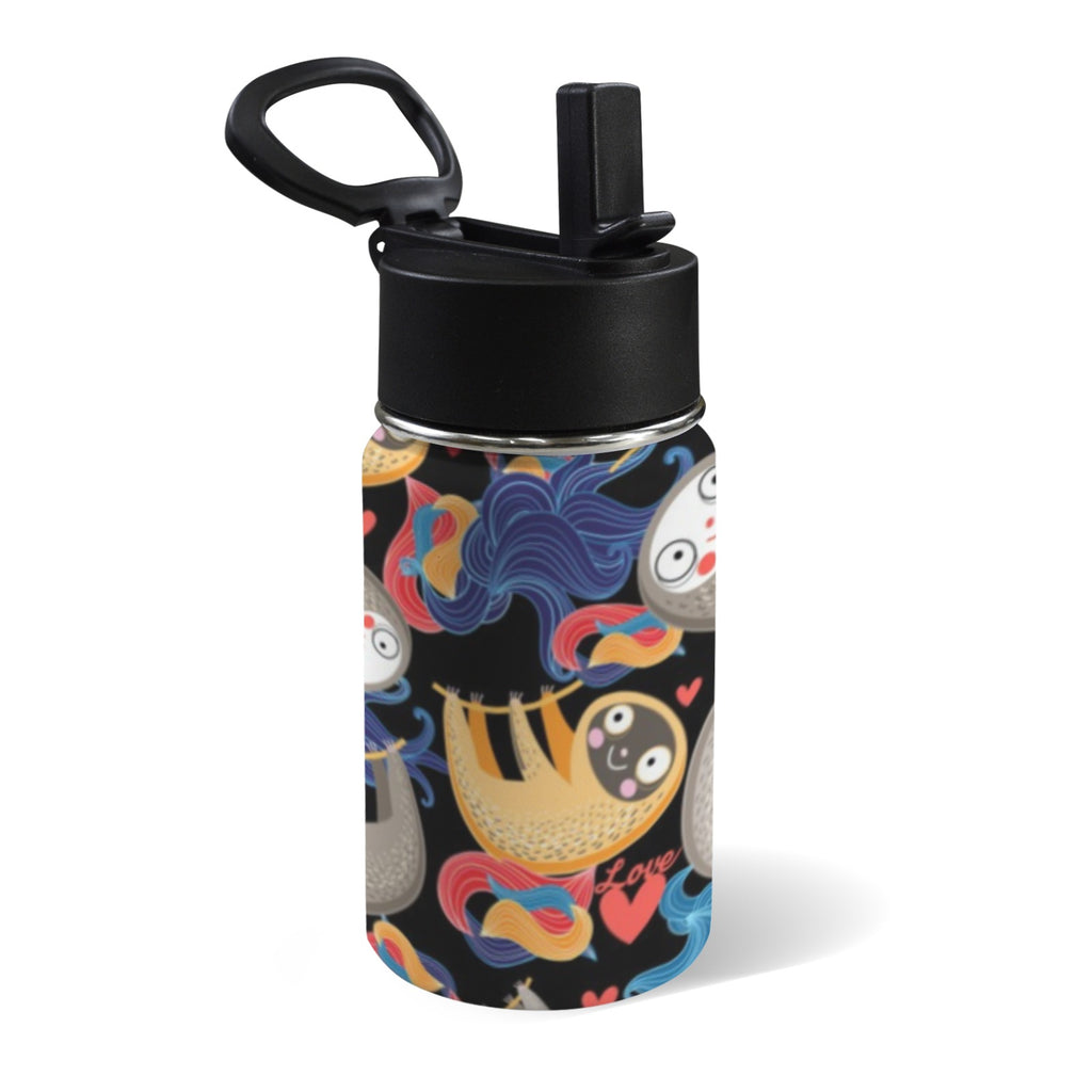 Funny Sloths 12oz Kids Water Bottle with Straw Lid