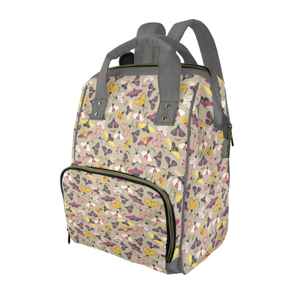 Pretty Moths Multi-Function Backpack, Nappy / Diaper Bag One Size Multi-function Backpack, Nappy / Diaper Bag animal Printed Offshore
