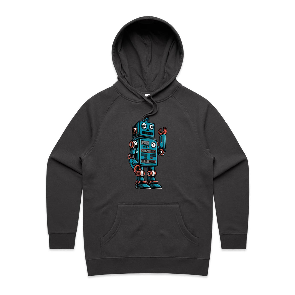 Robot - Womens Hoodie Coal Womens Hoodie Printed In Australia Sci Fi