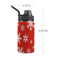 Red Snowflakes, Christmas Kids Water Bottle with Chug Lid (12 oz) One Size Kids Water Bottle with Chug Lid Christmas Printed Offshore