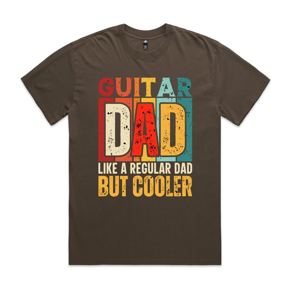 Guitar Dad AS Colour Heavy Faded Tee Unisex Faded brown Heavy Faded T-shirt Dad Music Printed In Australia