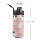 Pink Cats Kids Water Bottle with Chug Lid (12 oz) One Size Kids Water Bottle with Chug Lid animal Printed Offshore
