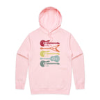 Retro Guitars - Mens Hoodie Pink Mens Hoodie Music Printed In Australia
