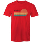 Retro Sunset - Mens T-Shirt Red Mens T-shirt Printed In Australia Retro
