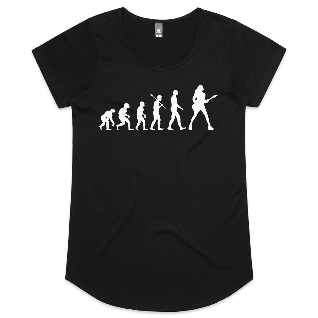 Evolution Of A Guitar Player - Womens Scoop Neck T-Shirt Black Womens Scoop Neck T-shirt Music Printed In Australia