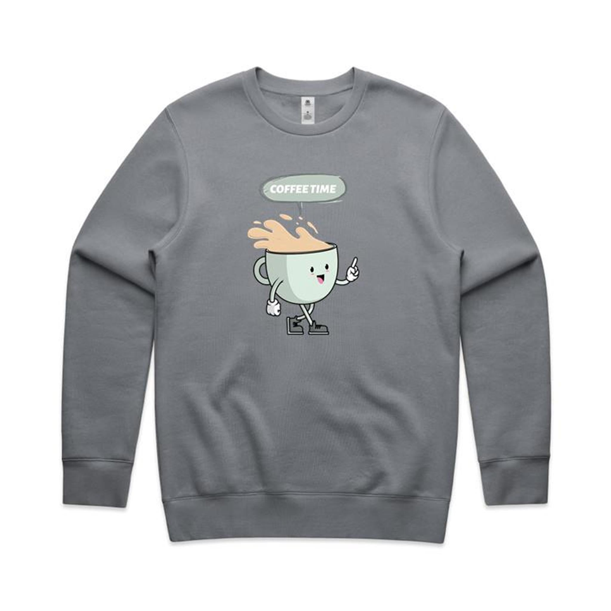 Coffee Time - AS Colour Stencil Crew Gravel Sweatshirt Coffee Printed In Australia