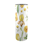 Yellow Flower Watercolour 20oz Tall Skinny Tumbler with Lid and Straw