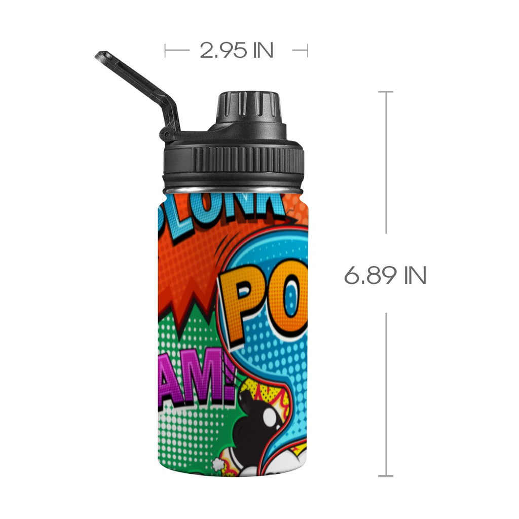 Comic Book 2 Kids Water Bottle with Chug Lid (12 oz) One Size Kids Water Bottle with Chug Lid comic Printed Offshore