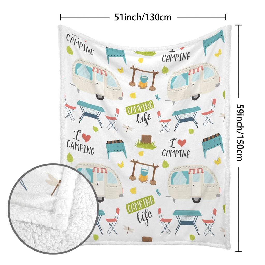 Camping Life - Double-Layer Fleece Blanket 51"x59"