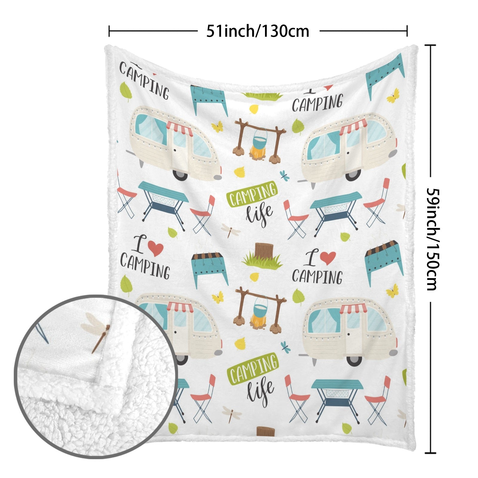 Camping Life - Double-Layer Fleece Blanket 51"x59"