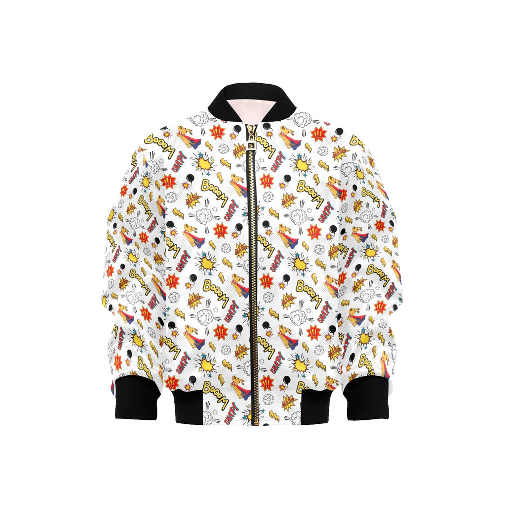 Super Dog Kids Bomber Jacket XL Kids Bomber Jacket animal comic Printed Offshore