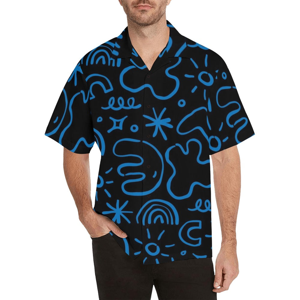 Blue Squiggle - Mens Hawaiian Shirt