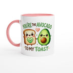 You're The Avocado To My Toast, Valentine - White 11oz Ceramic Mug with Colour Inside Ceramic Pink Colour 11oz Mug Food Globally Fulfilled Love