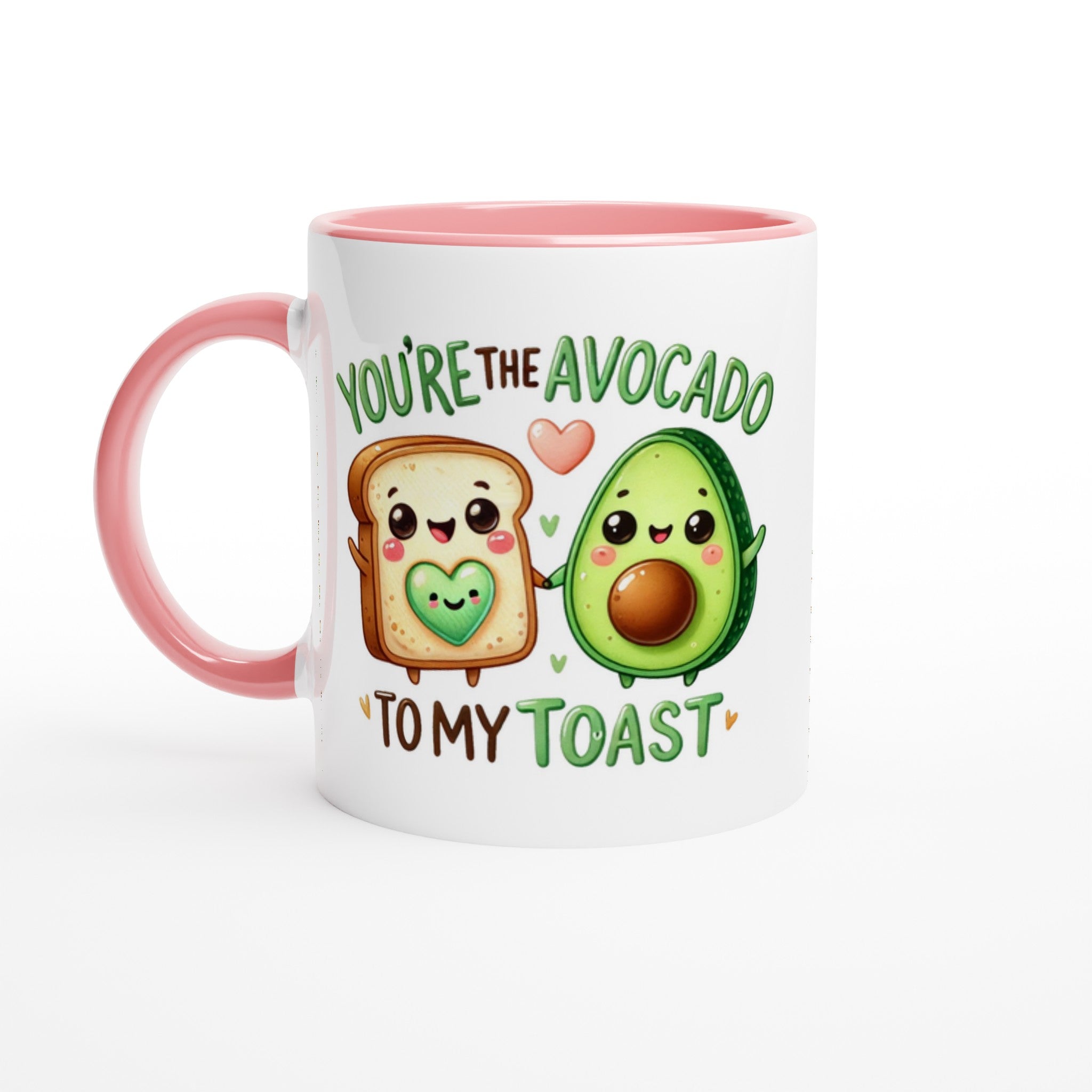 You're The Avocado To My Toast, Valentine - White 11oz Ceramic Mug with Colour Inside Ceramic Pink Colour 11oz Mug Food Globally Fulfilled Love