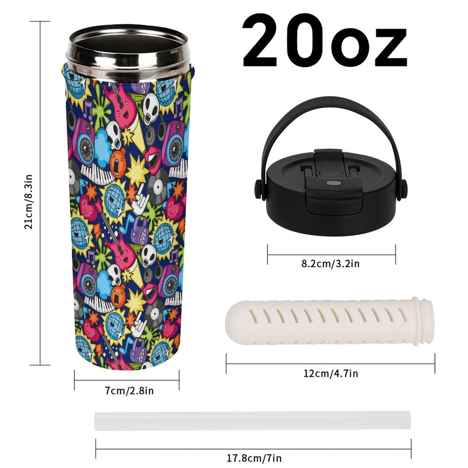Sticker Music 20oz Tea Tumbler with Carry Handle