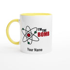 Personalised Mug - I'm The Bomb, Atom - White 11oz Ceramic Mug with Colour Inside Ceramic Yellow Personalised 11oz Mug customise Globally Fulfilled Name Personalise Science