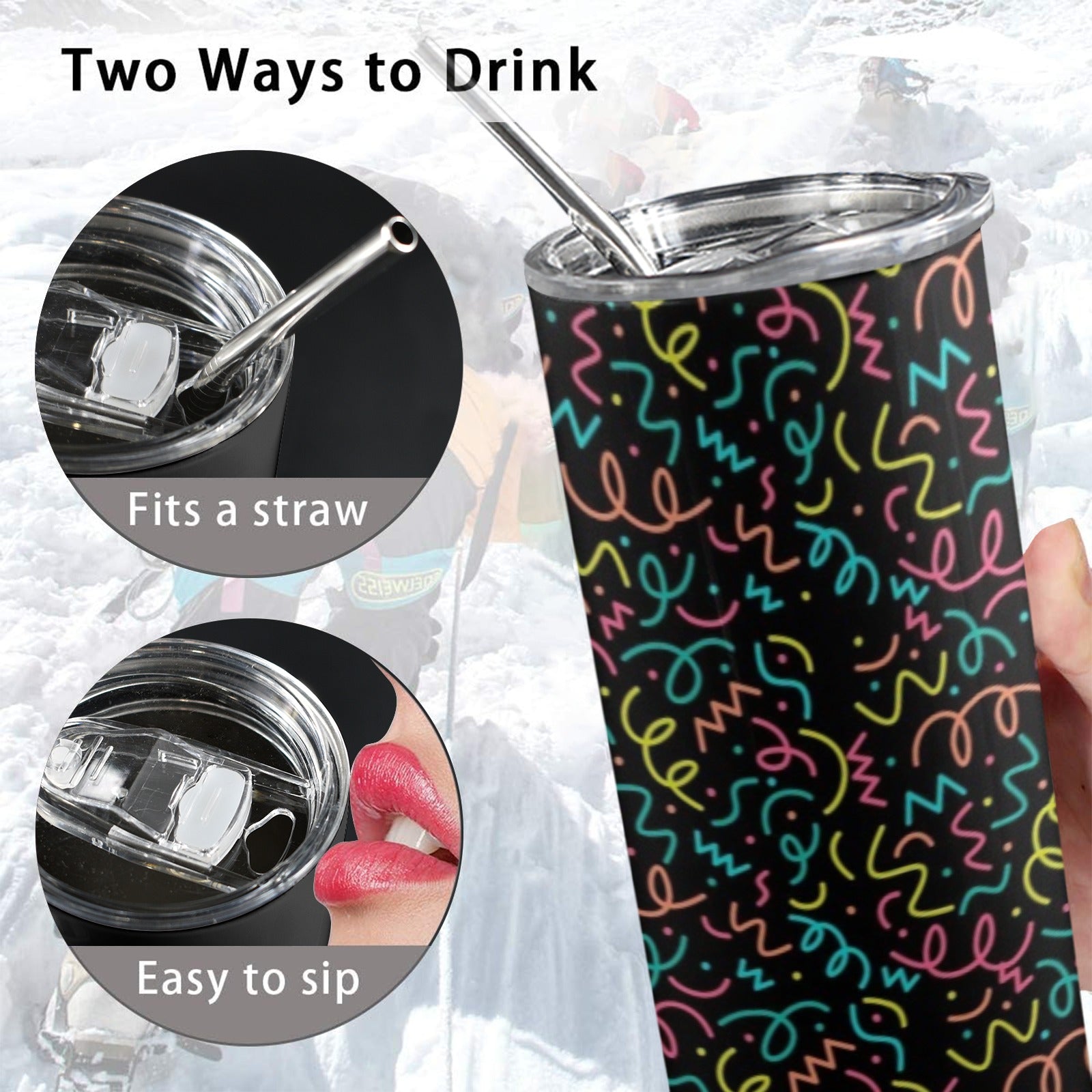 Squiggle Time - 20oz Tall Skinny Tumbler with Lid and Straw
