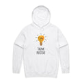 Think Positive, Light Bulb Men's AS Colour Hoodie White Mens Hoodie Positivity Printed In Australia