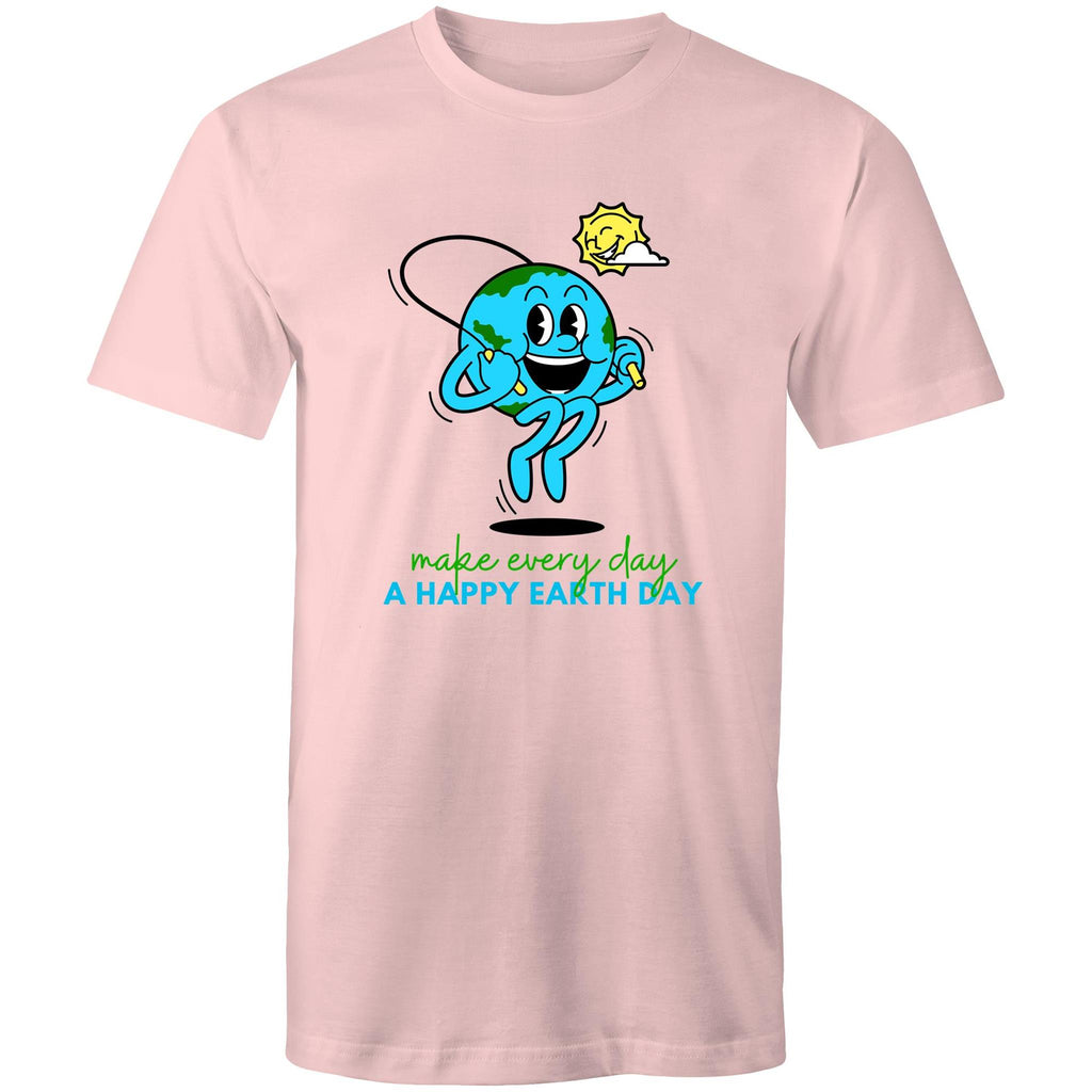 Make Every Day A Happy Earth Day - Mens T-Shirt Pink Mens T-shirt Environment Printed In Australia