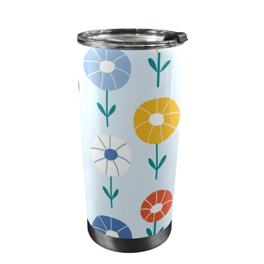 Abstract Cute Flowers 20oz Mobile Tumbler with Lid (Black Lock) One Size 20oz Travel Mug Plants Printed Offshore