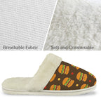 Burgers Men's Fur Trim Thick-Sole Indoor Slippers Men's Fur Trimmed Slippers Food Printed Offshore