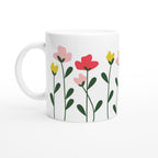 Simple Flowers - White 11oz Ceramic Mug Default Title White 11oz Mug Globally Fulfilled Plants