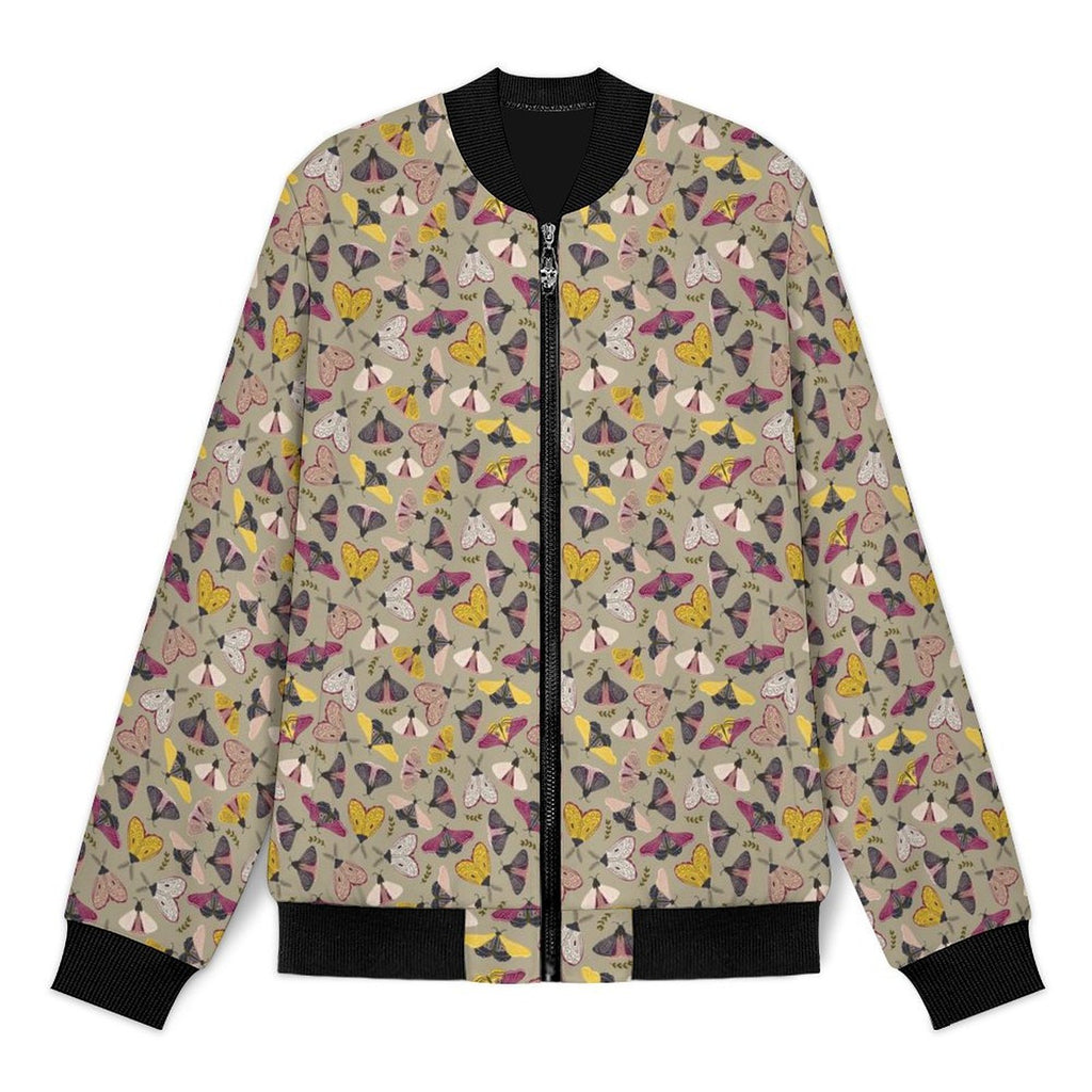 Pretty Moths Men's Casual Zip‑Up Bomber Jacket