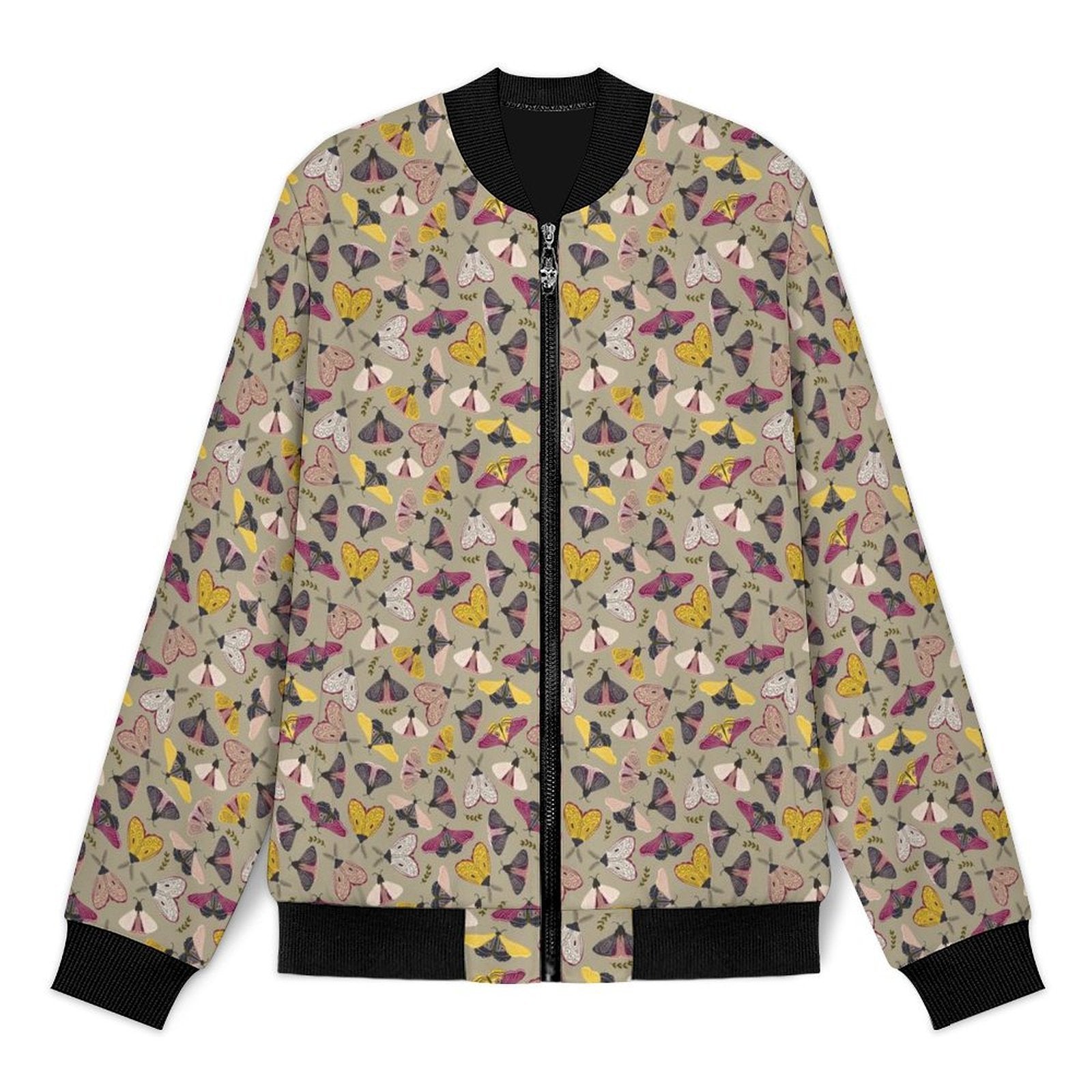 Pretty Moths Men's Casual Zip‑Up Bomber Jacket