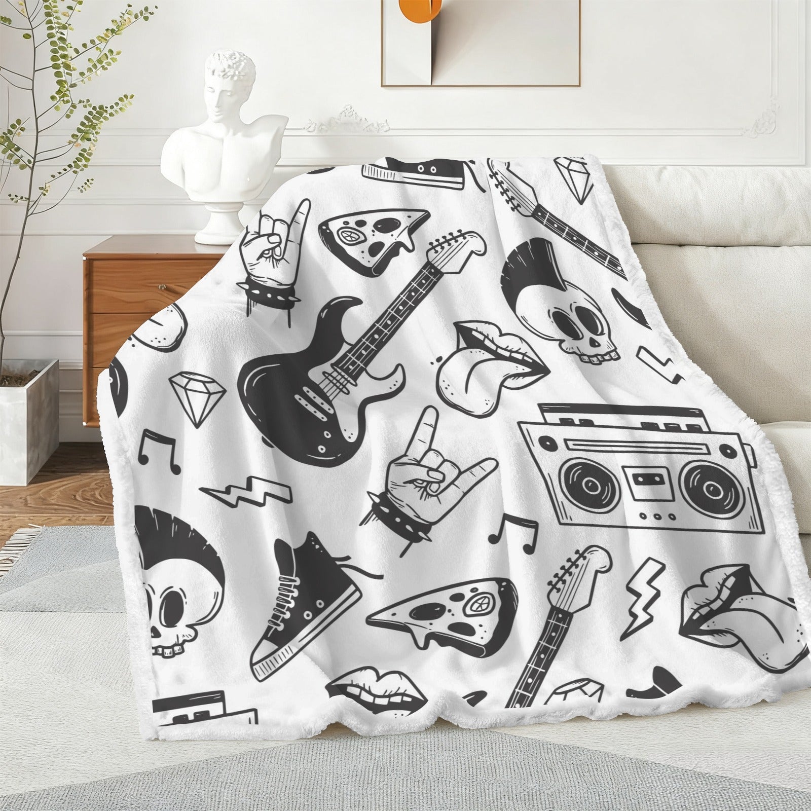 Rock Music - Double-Layer Fleece Blanket 51"x59"