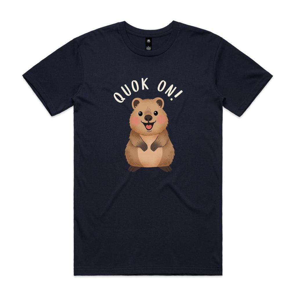 Quokka, Quok On Men's AS Colour T-shirt Navy Mens T-shirt animal Printed In Australia