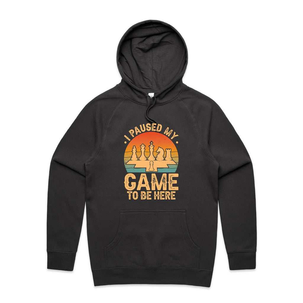 Chess, I Paused My Game To Be Here - Mens Hoodie Coal Mens Hoodie Chess Games Printed In Australia