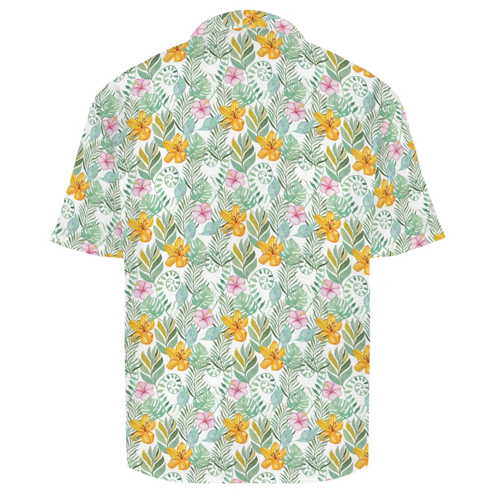 Tropical Flowers And Leaves Men's Crinkle Hawaiian Shirt