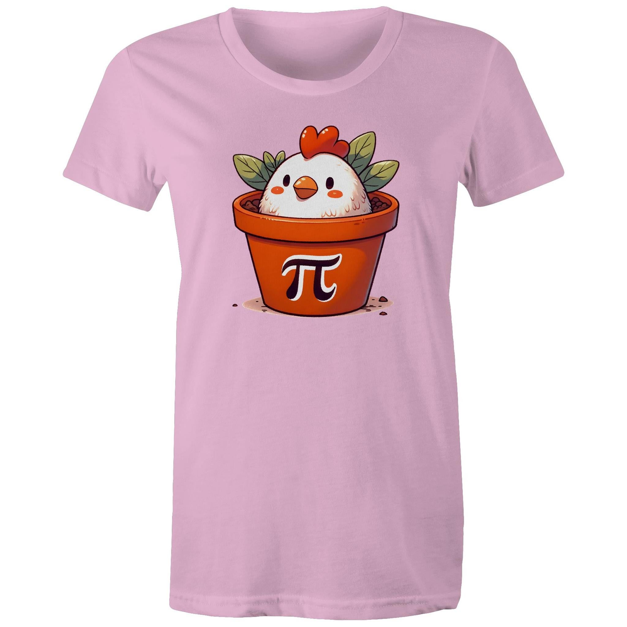 Chicken Pot Pi - Womens T-shirt Pink Womens T-shirt animal Maths Printed In Australia