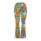 Comic Book 2 High Waist Crossover Tummy Control Flare Leggings High Waist Flare Leggings comic Printed Offshore