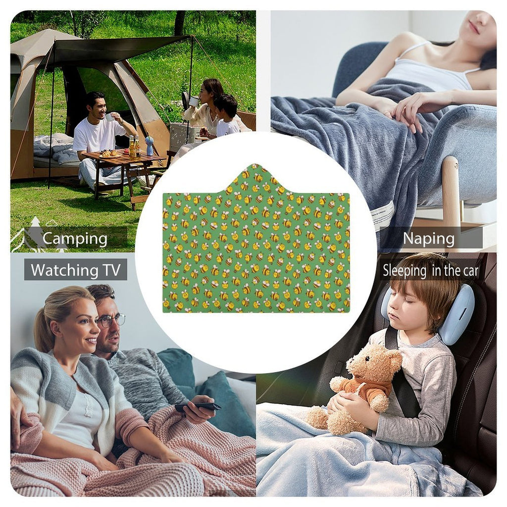 Busy Bees Kids Hooded Blanket 100cm x 130cm