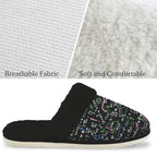 Equations In Green And Pink Men's Fur Trim Thick-Sole Indoor Slippers Men's Fur Trimmed Slippers Maths Printed Offshore