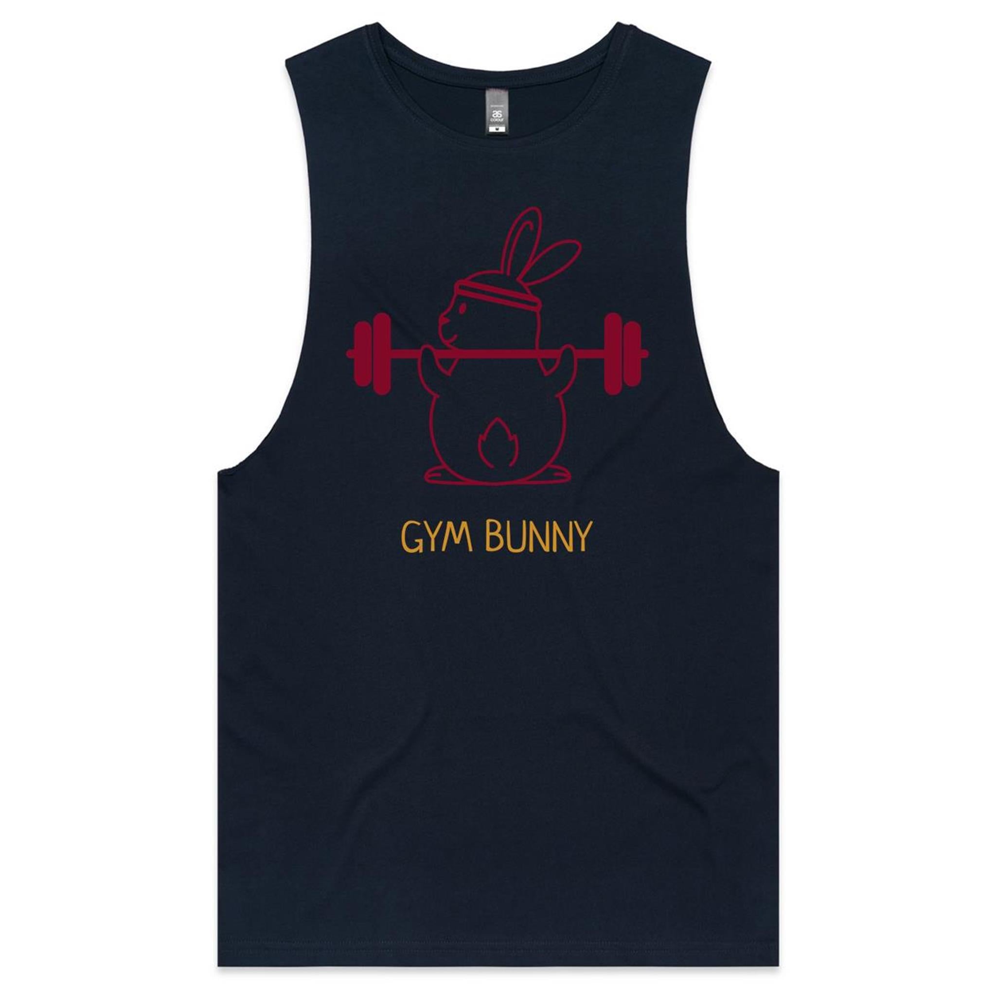 Gym Bunny - Tank Top Tee Navy Drop Arm Tank Top Fitness Printed In Australia