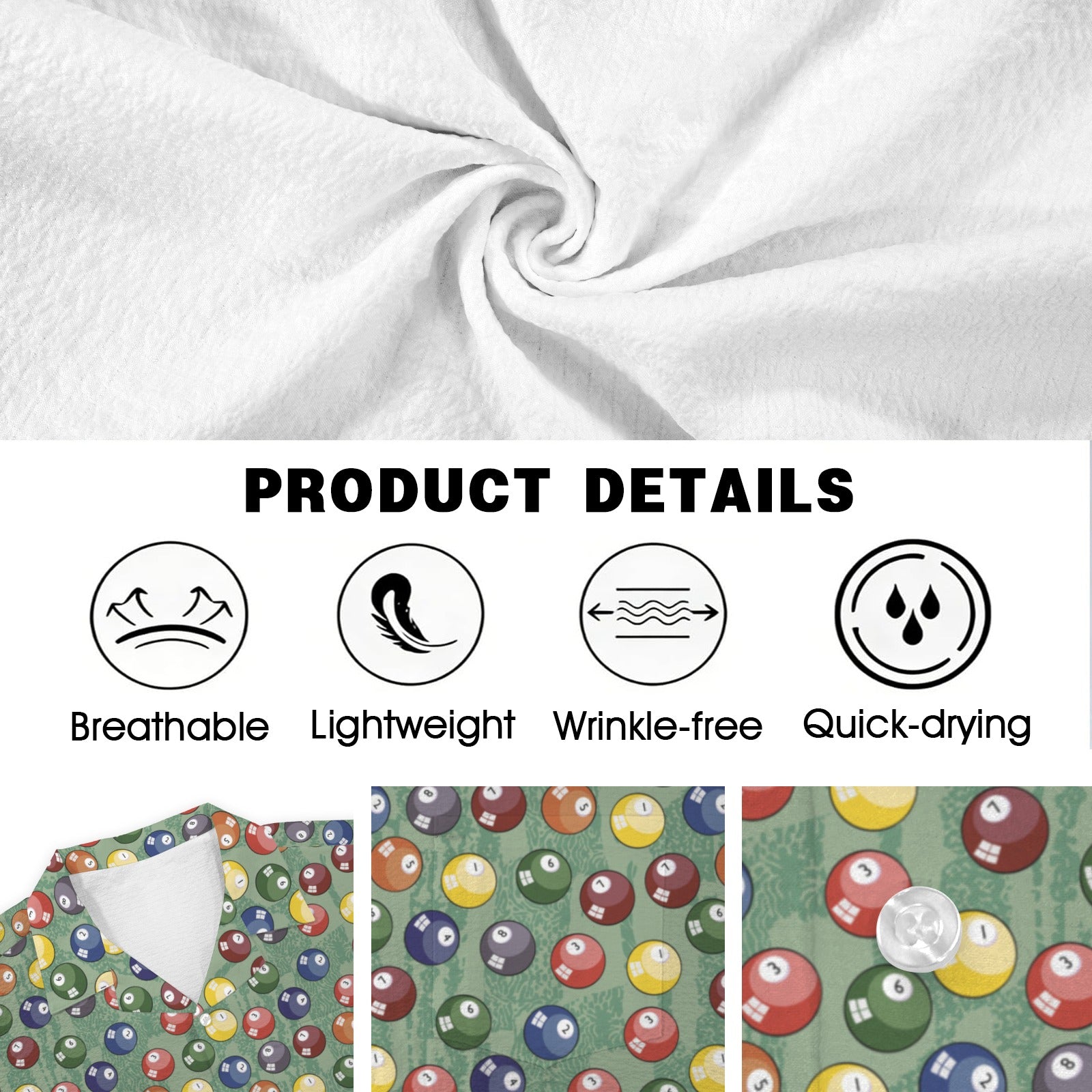 Pool Balls Men's Crinkle Hawaiian Shirt