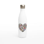 Heart Music - White 17oz Stainless Steel Water Bottle Default Title White Water Bottle Globally Fulfilled Love Music