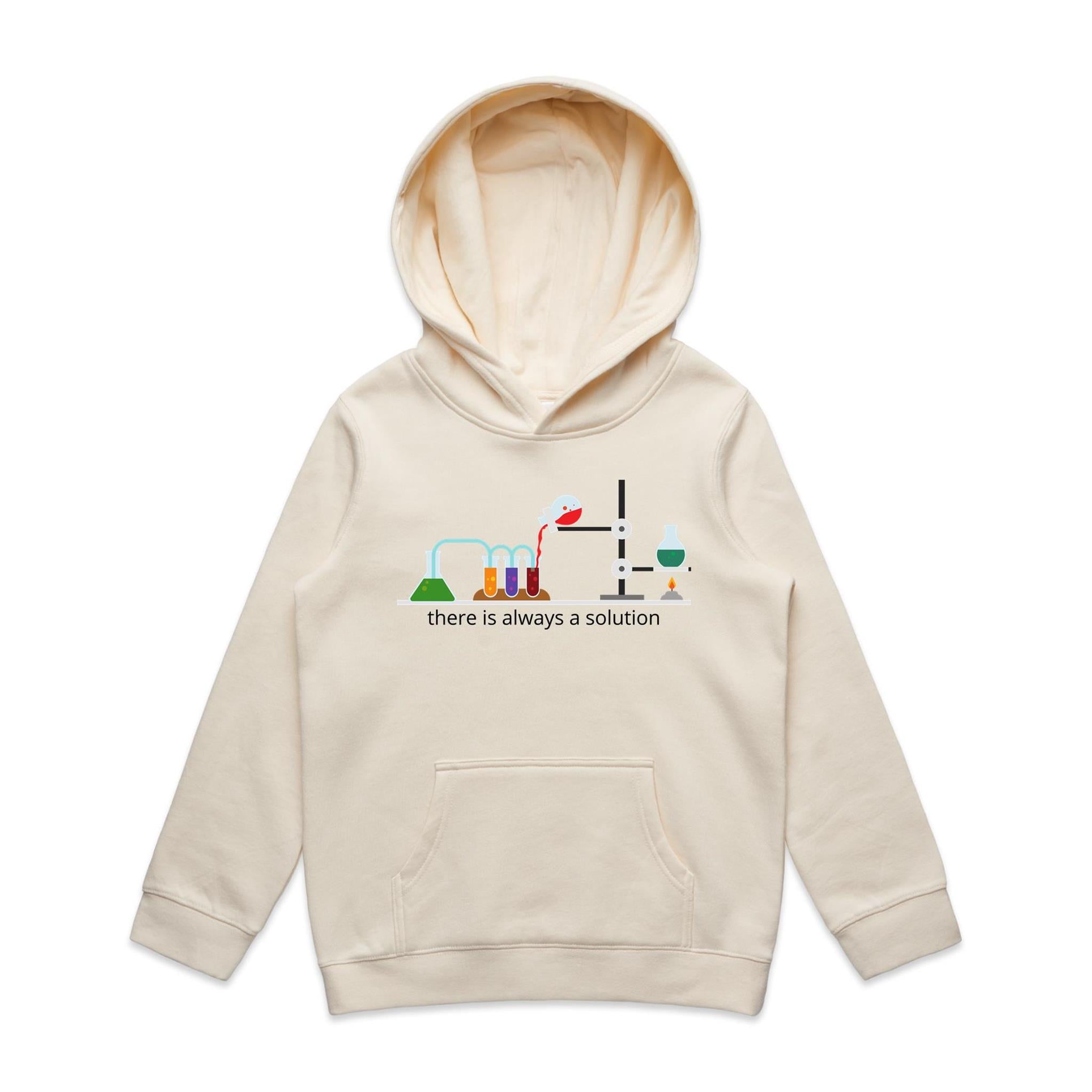 There Is Always A Solution, Science - Kids Hoodie Ecru Kids Hoodie Printed In Australia