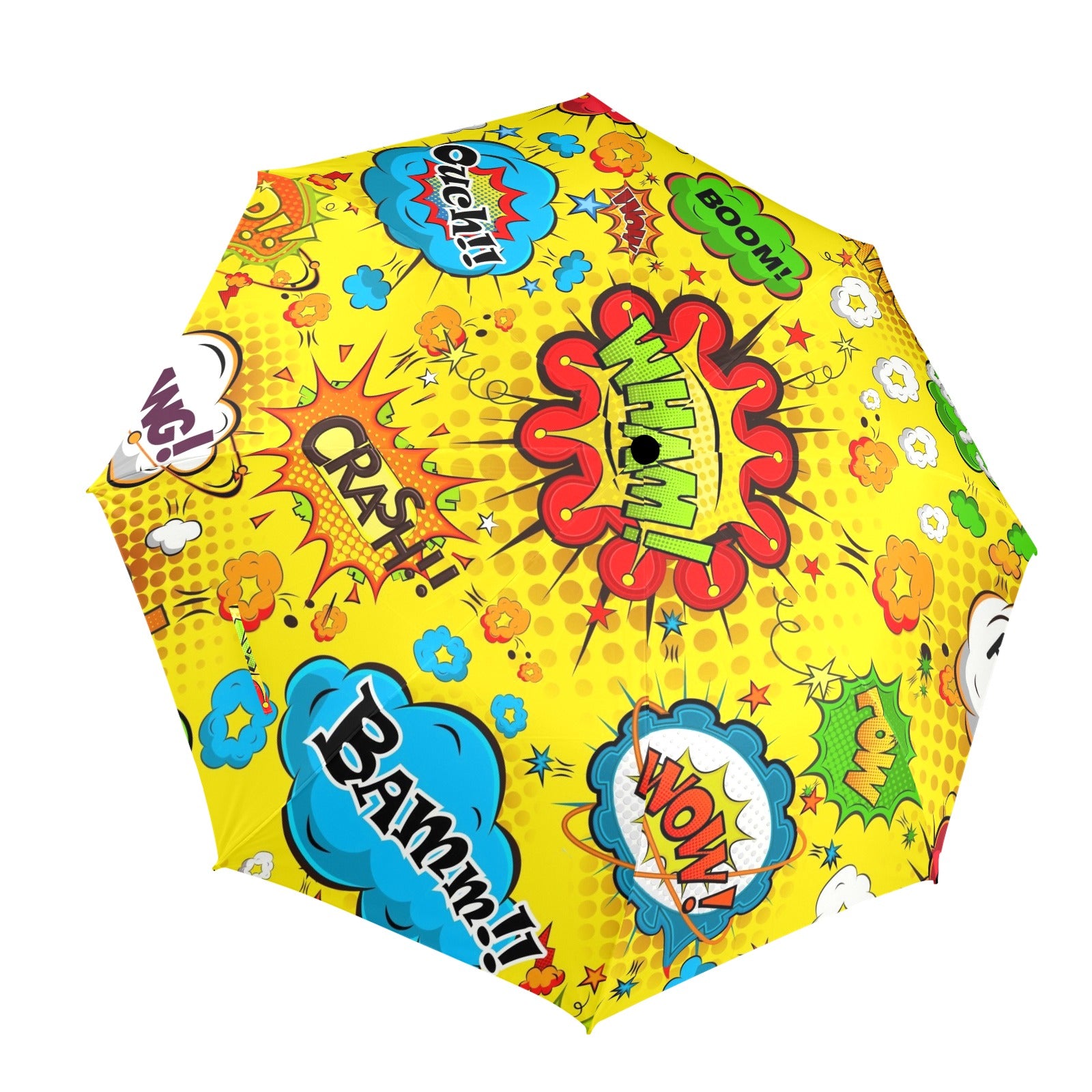 Comic Book Yellow - Semi-Automatic Foldable Umbrella (Model U12) One Size Semi-Automatic Foldable Umbrella (U12)