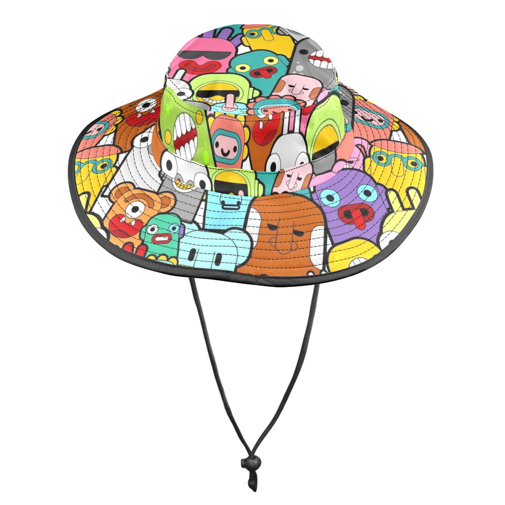 Happy Monsters Wide Brim Bucket Hat Wide Brim Bucket Hat Printed Offshore Sci Fi