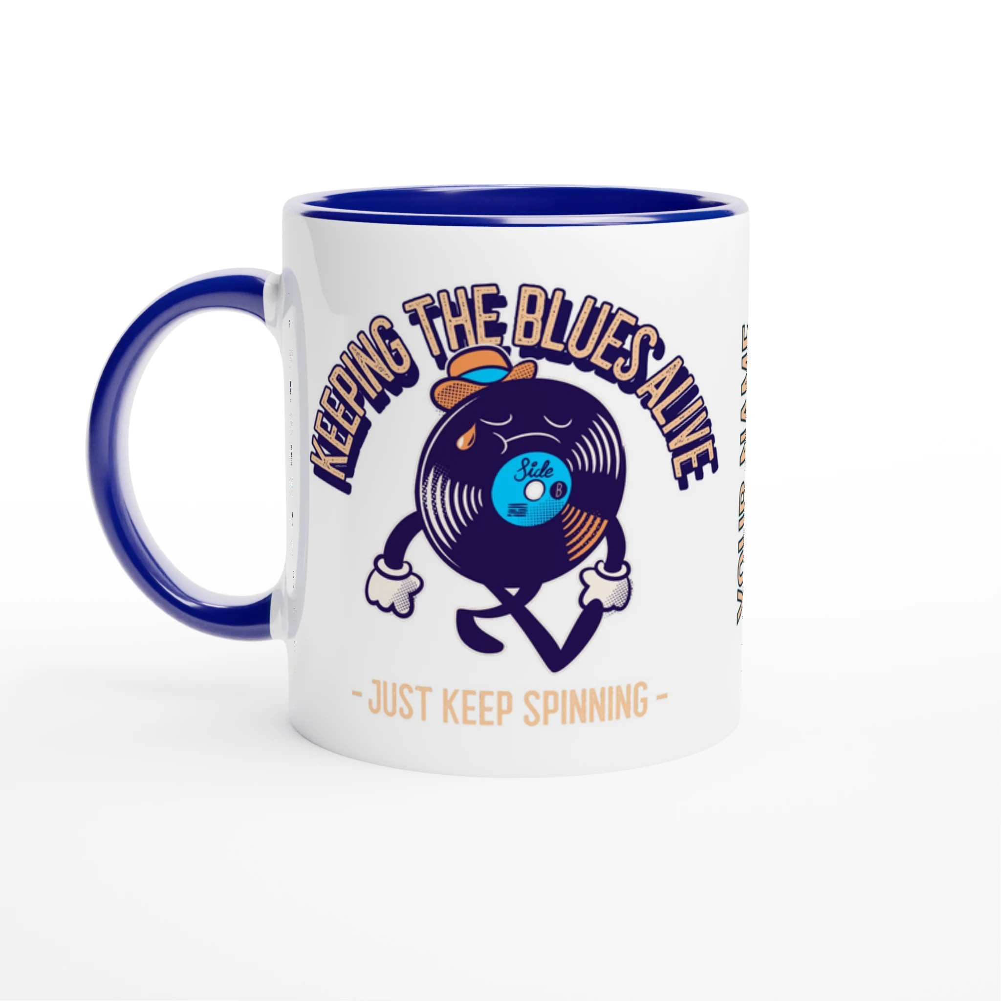 Personalise - Keeping The Blues Alive - White 11oz Ceramic Mug Ceramic Blue Personalised Mug customise Globally Fulfilled Music personalise