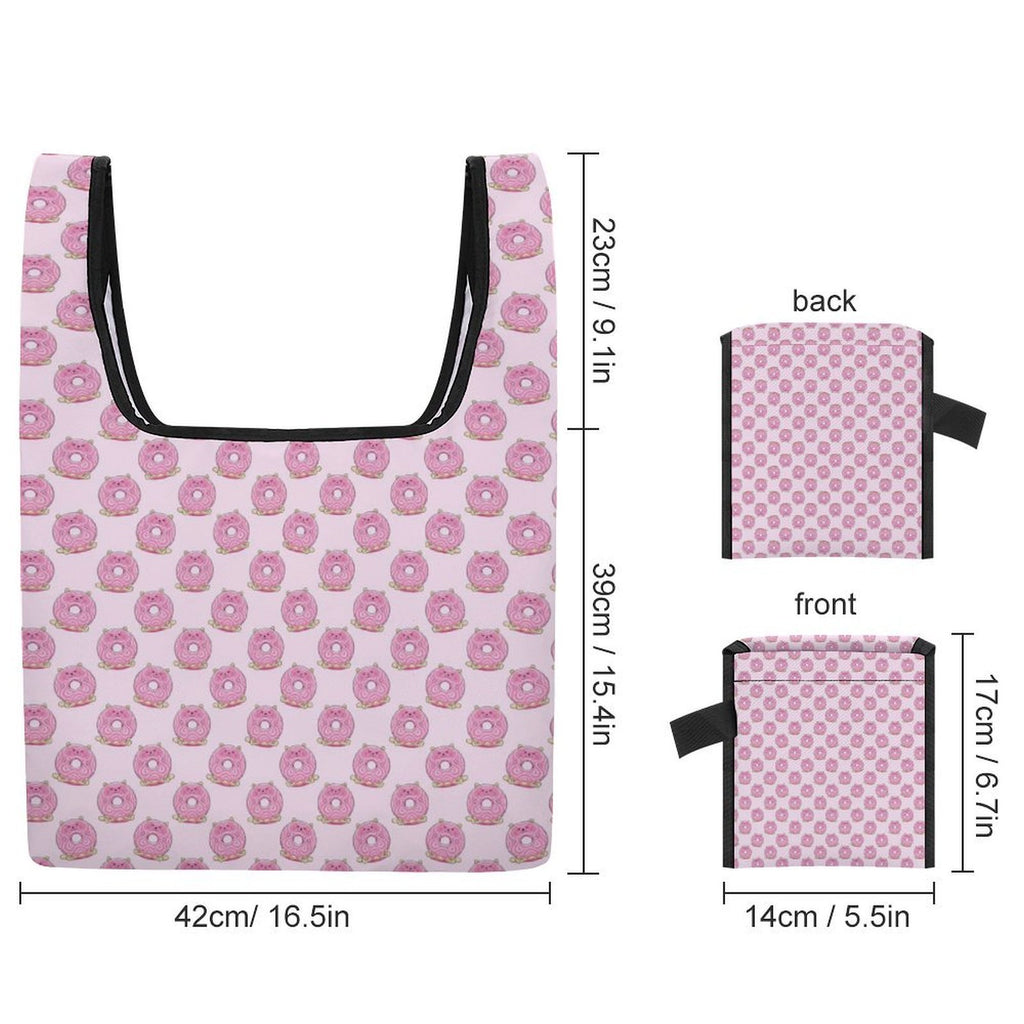 Pink Cat Doughnuts Foldable Shopping Bag
