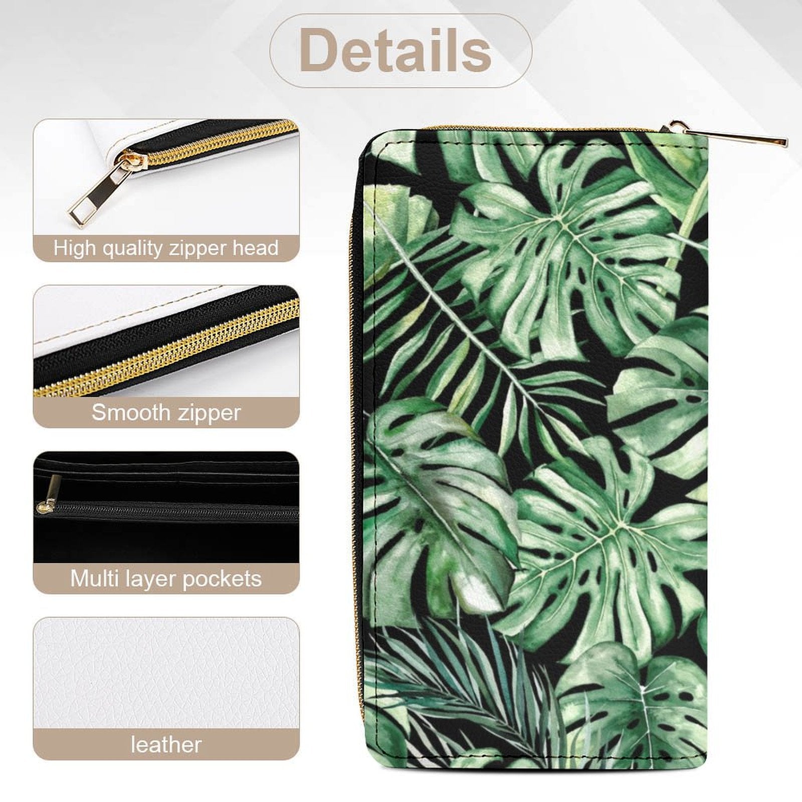 Jungle Leaves -  PU Leather Wallet